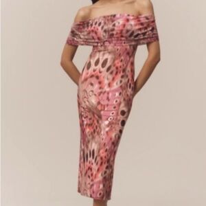 Anthropologie Strapless Pink and Brown Dress